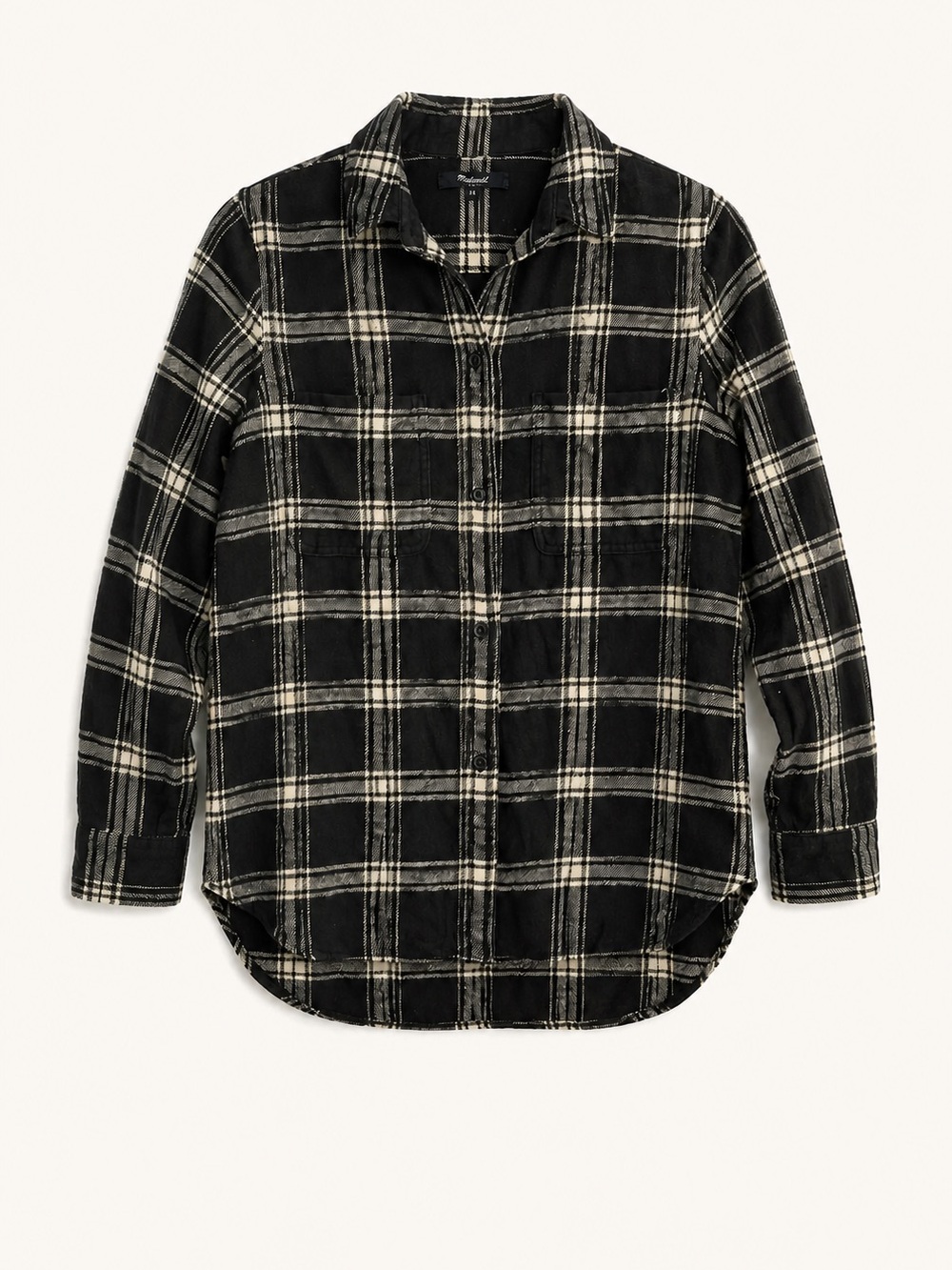 Madewell Black Plaid Flannel Button-Up Shirt | Size XS
